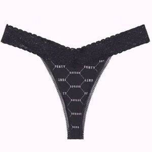 SAVAGE X FENTY Cotton Essentials Lace Trim Thong